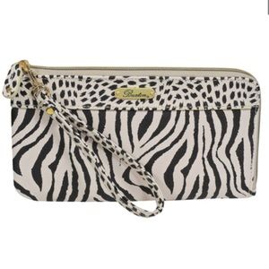 Buxton Black and White Zebra Print Wristlet Clutch